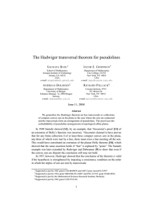 The Hadwiger transversal theorem for pseudolines S B J