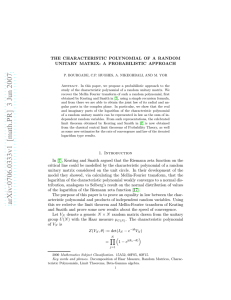 THE CHARACTERISTIC POLYNOMIAL OF A RANDOM UNITARY MATRIX: A PROBABILISTIC APPROACH