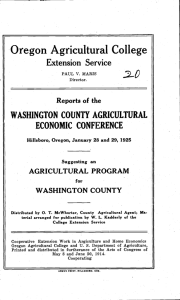 Oregon Agricultural College Extension Service Reports of the AGRICULTURAL PROGRAM