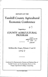 Yamhill County Agricultural 1927 Economic Conference COUNTY AGRICULTURAL
