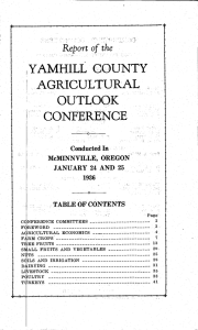 YAMHILL COUNTY AGRICULTURAL OUTLOOK CONFERENCE
