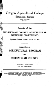 Oregon Agricultural College Extension Service AGRICULTURAL PROGRAM Reports of the
