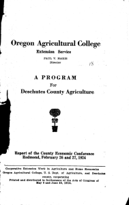 Oregon Agricultural College A PROGRAM Deschutes County Agriculture Extension Service