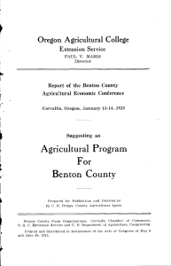 Benton County For Agricultural Program Oregon Agricultural College