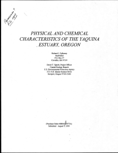 ESTUARY, OREGON PHYSICAL AND CHEMICAL CHARA CTERJSTICS OF THE YA Q UINA