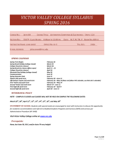 VICTOR VALLEY COLLEGE SYLLABUS SPRING 2016  C