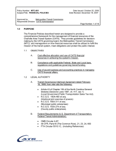 MTC-001 Date Issued: October 25, 2000 FINANCIAL POLICIES