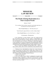 MISSOURI LAW REVIEW The Death of Dying Declarations in a Crawford