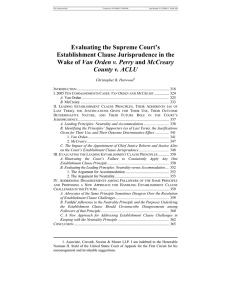 Evaluating the Supreme Court’s Establishment Clause Jurisprudence in the County v. ACLU