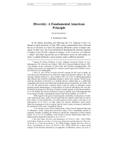 Diversity: A Fundamental American Principle I. I