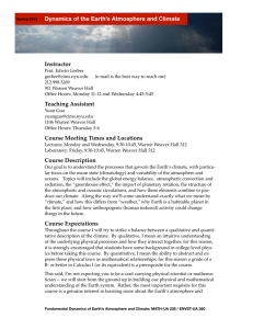 Instructor Dynamics of the Earth’s Atmosphere and Climate