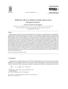 Diffraction effects on diffusive bistable optical arrays and optical memory