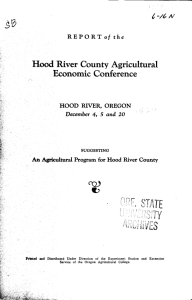 Hood River County Agricultural Economic Conference REPORT of the HOOD RIVER, OREGON