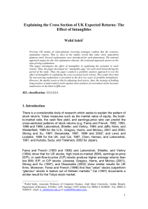 Explaining the Cross Section of UK Expected Returns: The Walid Saleh