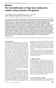 Review The immobilization of high level radioactive wastes using ceramics and glasses