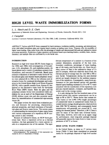 HIGH  LEVEL  WASTE  IMMOBILIZATION  FORMS