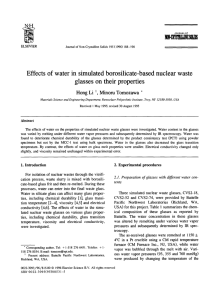 Effects  of water  in  simulated  borosilicate-based ... glasses  on  their properties ELSEVIER