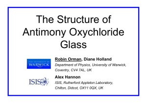 The Structure of Antimony Oxychloride Glass Robin Orman, Diane Holland