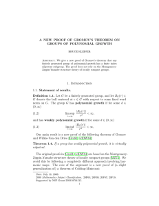 A NEW PROOF OF GROMOV’S THEOREM ON GROUPS OF POLYNOMIAL GROWTH