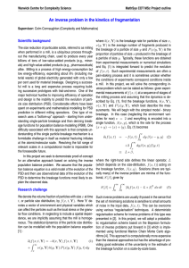 An inverse problem in the kinetics of fragmentation Scientific background
