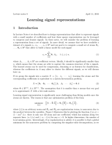 Learning signal representations 1 Introduction