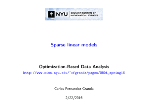 Sparse linear models Optimization-Based Data Analysis  Carlos Fernandez-Granda