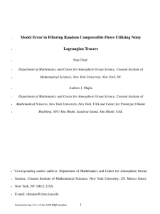 Model Error in Filtering Random Compressible Flows Utilizing Noisy Lagrangian Tracers