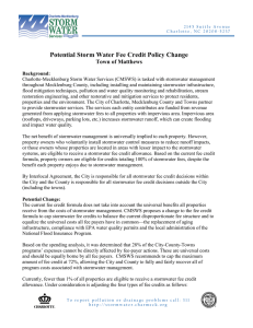 Potential Storm Water Fee Credit Policy Change Town of Matthews