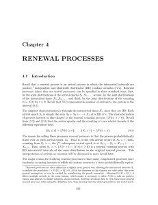 RENEWAL  PROCESSES Chapter  4 4.1  Introduction