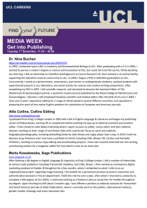 MEDIA WEEK  Get into Publishing Dr. Nina Buchan