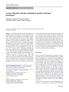 Lactose digestion and the evolutionary genetics of lactase persistence