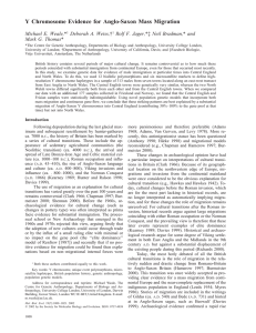 Y Chromosome Evidence for Anglo-Saxon Mass Migration Michael E. Weale,