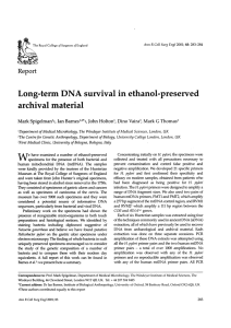 Long-term DNA ethanol-preserved material Report