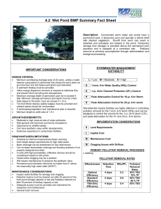 4.2  Wet Pond BMP Summary Fact Sheet  Description: