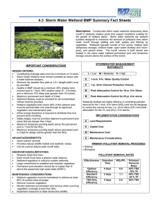4.3  Storm Water Wetland BMP Summary Fact Sheets Description: