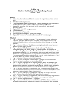 Revision Log Charlotte-Mecklenburg Storm Water Design Manual October 7, 2013