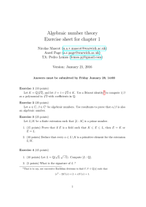 Algebraic number theory Exercise sheet for chapter 1 () ()