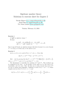 Algebraic number theory Solutions to exercise sheet for chapter 2 () ()