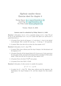 Algebraic number theory Exercise sheet for chapter 4 () ()