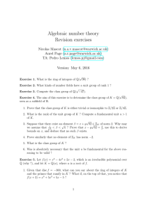 Algebraic number theory Revision exercises () ()