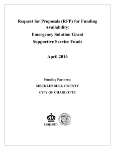 Request for Proposals (RFP) for Funding Availability: Emergency Solution Grant Supportive Service Funds