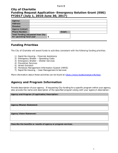 Form B City of Charlotte Funding Request Application- Emergency Solution Grant (ESG)