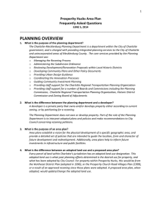 PLANNING OVERVIEW Prosperity Hucks Area Plan Frequently Asked Questions