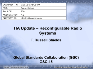 – Reconfigurable Radio TIA Update Systems T. Russell Shields