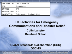 DOCUMENT #: GSC15-PLEN-21 FOR: Presentation SOURCE: