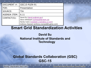 Smart Grid Standardization Activities Global Standards Collaboration (GSC) GSC-15 David Su