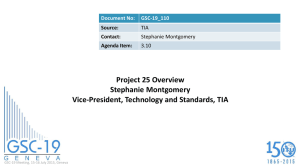 Project 25 Overview Stephanie Montgomery Vice-President, Technology and Standards, TIA Document No:
