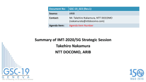 Summary of IMT-2020/5G Strategic Session Takehiro Nakamura NTT DOCOMO, ARIB Document No: