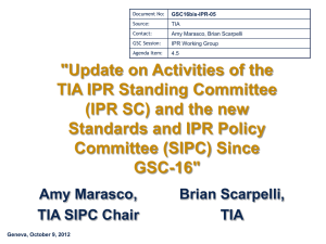 &#34;Update on Activities of the TIA IPR Standing Committee