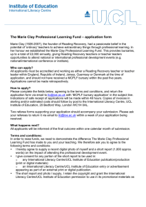 The  Marie  Clay  Professional  Learning  Fund  –  application  form